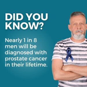 Nearly 1 in 8 men will be diagnosed with prostate cancer in their lifetime.